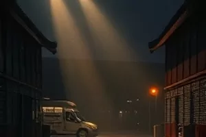 《一亩三分地》剧照，田埂上的塑料大棚与锄头